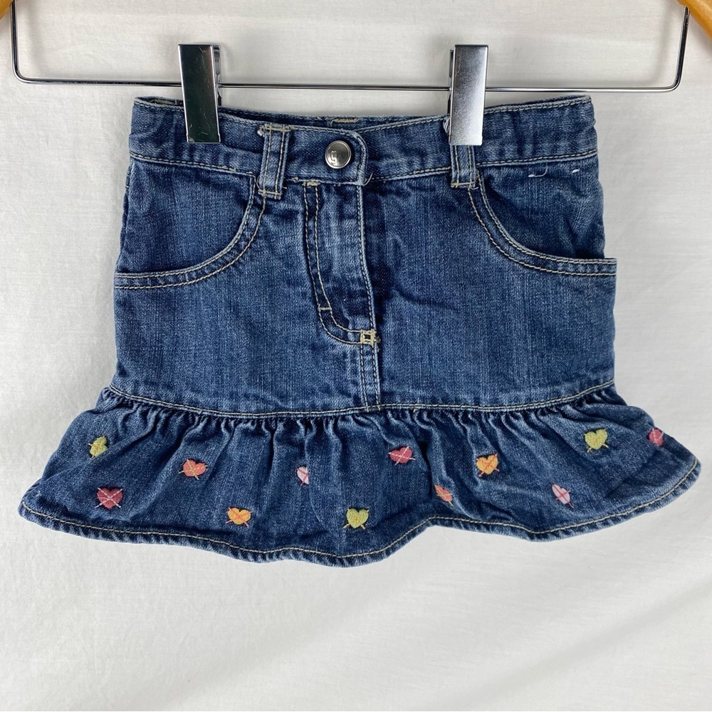 Gymboree Denim Hearts Embroidered Ruffle Skirt/Skort Size 3